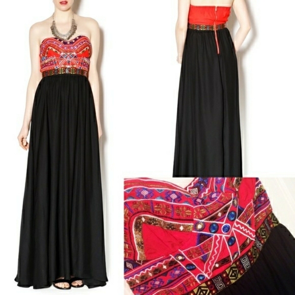 NWT Soieblu Strapless Embroidered Long Dress Large - Picture 8 of 8